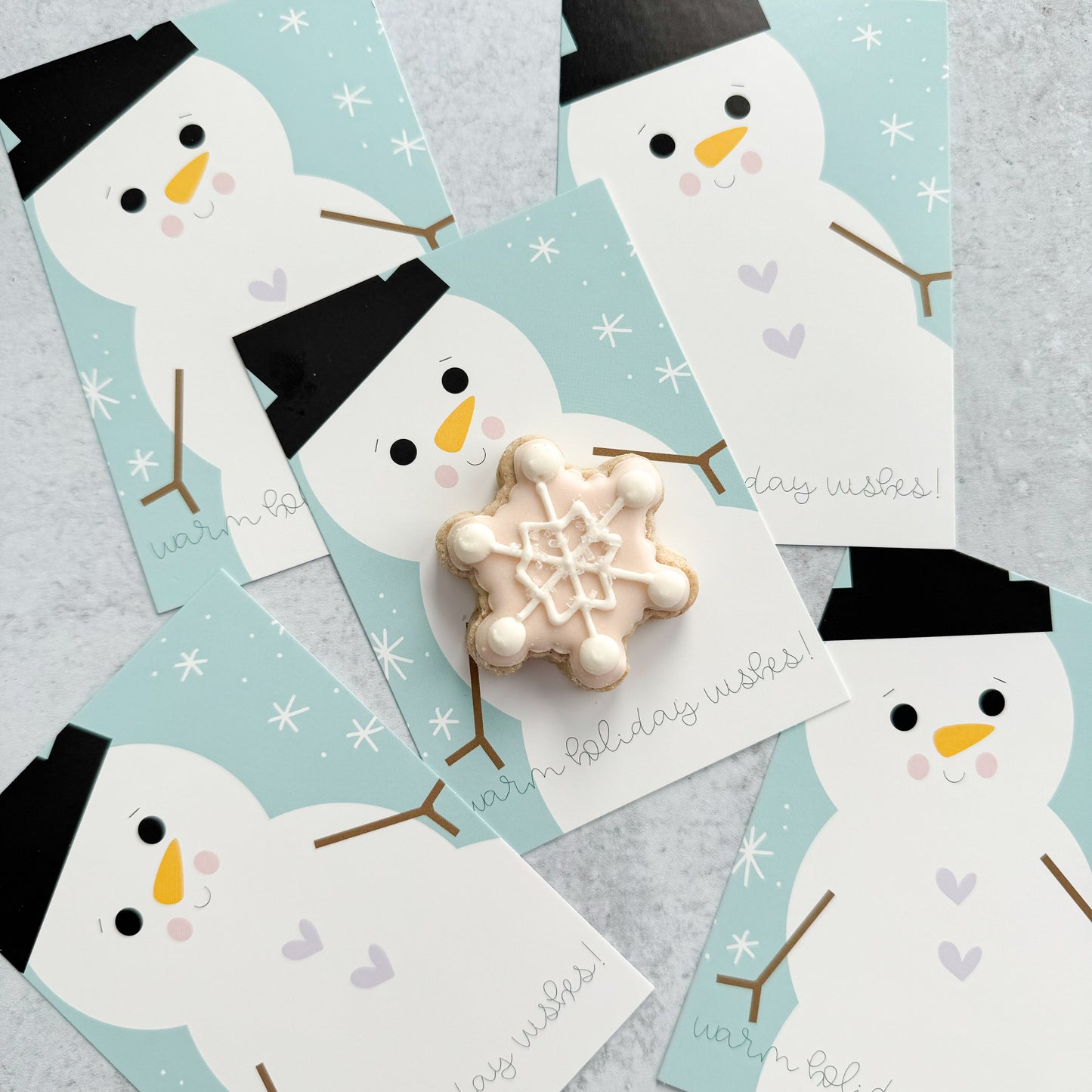 warm holiday wishes snowman 3.5x5"  cookie cards - pack of 24