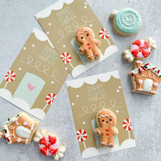 sweet holiday wishes gingerbread house 3.5x5"  cookie cards - pack of 24