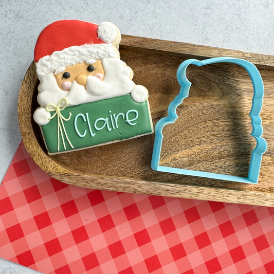 santa with gift cookie cutter