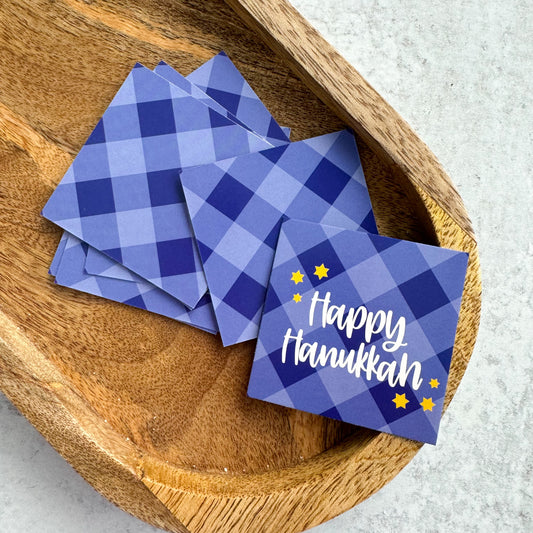 happy hanukkah square tags - pack of 24