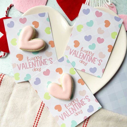 pink 2025 happy valentines day 3.5x5"  cookie cards - pack of 24