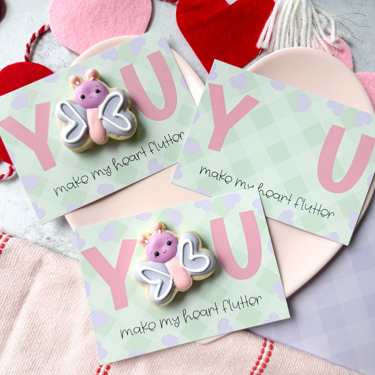 you make my heart flutter 5x3.5"  cookie cards - pack of 24