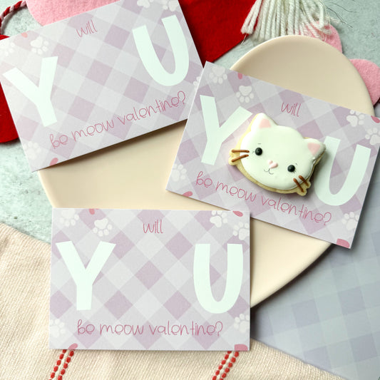 will you be meow valentine 5x3.5"  cookie cards - pack of 24