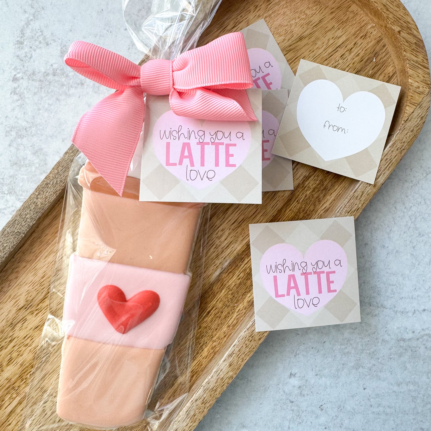 wishing you a latte love valentines day square tags - pack of 24