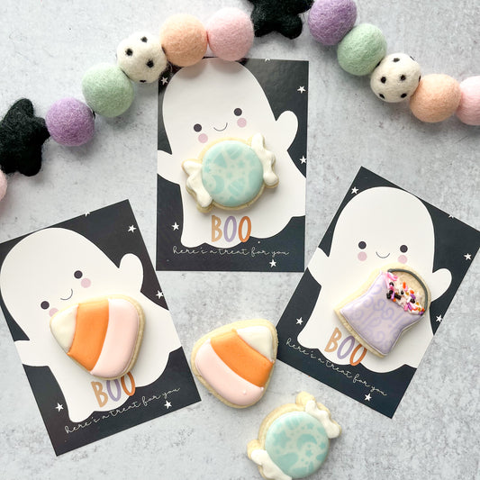 boo ghost 3.5x5" cookie cards - pack of 24