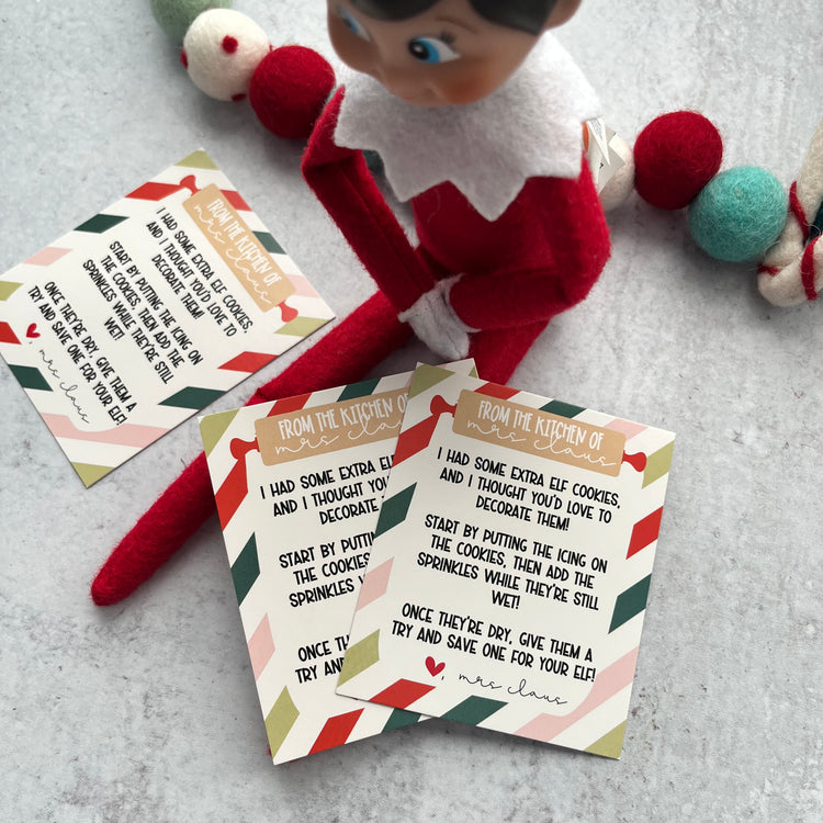 mrs. claus elf cookie decorating card 3x3.5 - pack of 24