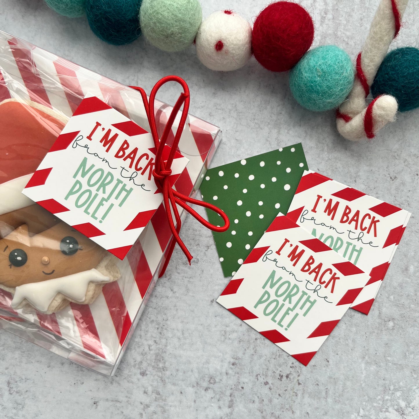 i'm back from the north pole square tags - pack of 24