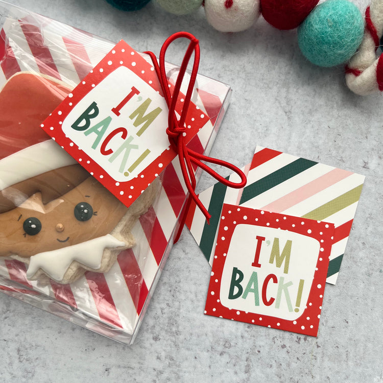 i'm back square tags - pack of 24
