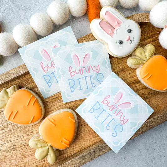 bunny bites stickers 2.5"x2.5" - pack of 24