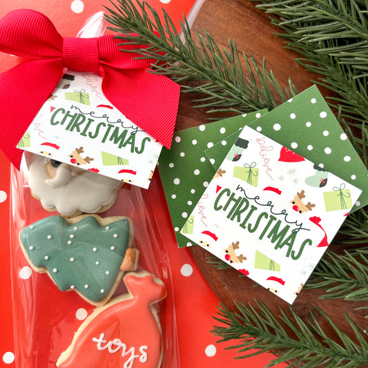 santa merry christmas square tags - pack of 24