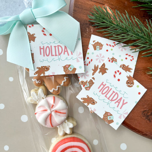 sweet holiday wishes square tags - pack of 24