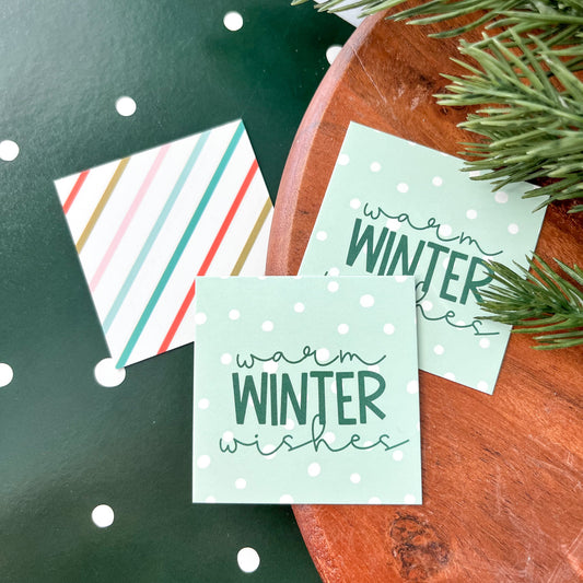 warm winter wishes square tags - pack of 24