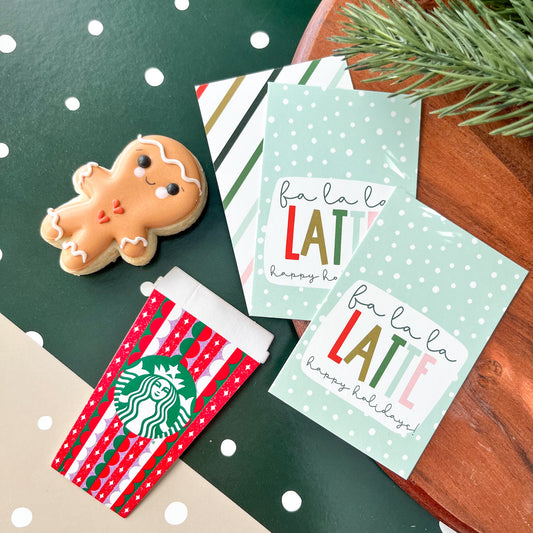 fa la la latte rectangle tags - pack of 24