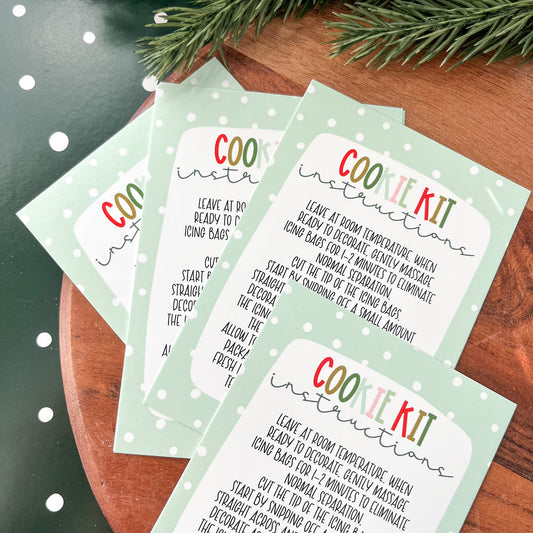 DIY cookie kit instruction cards -3.5x5" - pack of 24
