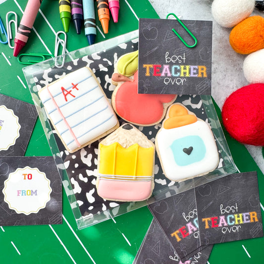 2025 best teacher ever square tags - pack of 24