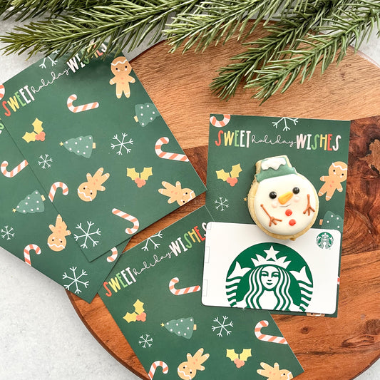 gift card dark green sweet holiday wishes 3.5x5" cookie cards - pack of 24