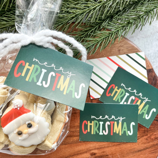 merry christmas rectangle tags - pack of 24