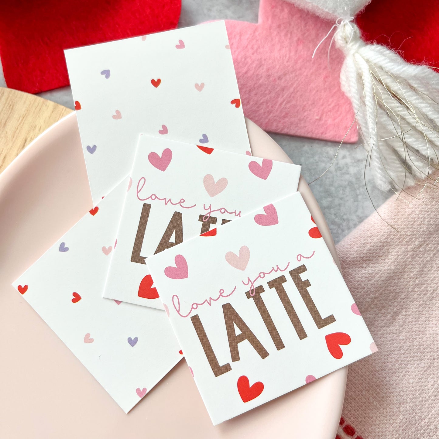 love you a latte square tags - pack of 24