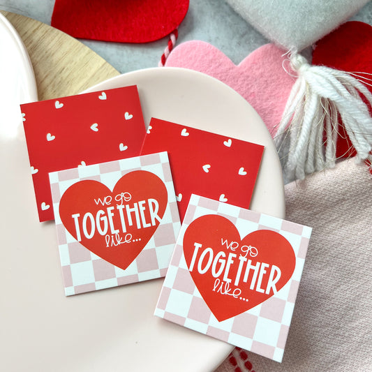 pink checker we go together like square tags - pack of 24