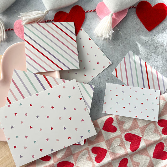 multicolor tiny hearts and stripes double sided box backers  - pack of 24