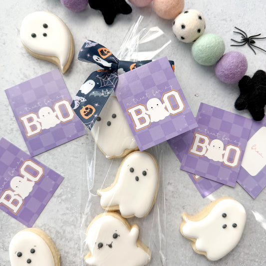 letter patch BOO 2.5x2" tags - pack of 24
