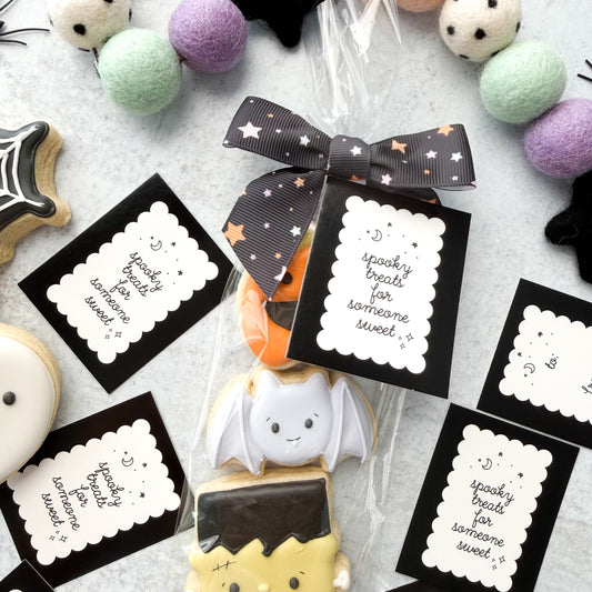 black and white spooky treats for someone sweet 2.5x2" tags - pack of 24