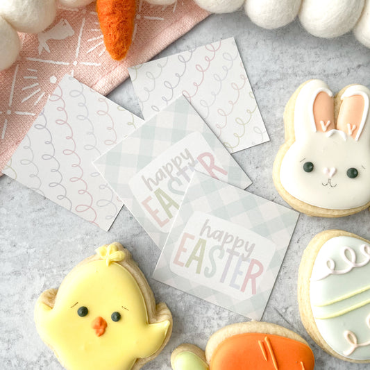 happy easter gingham square tags - pack of 24