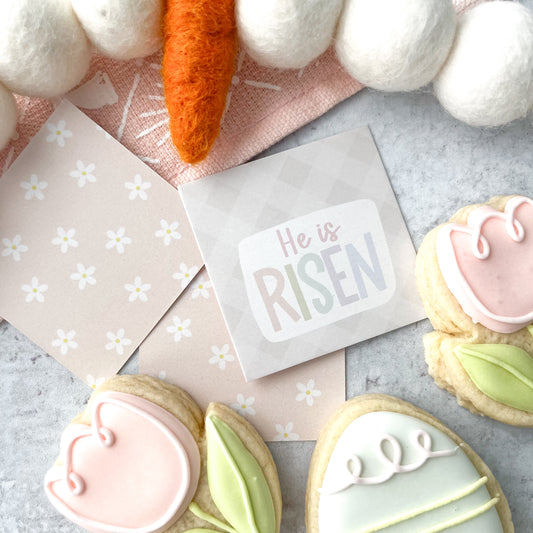 he is risen square tags - pack of 24