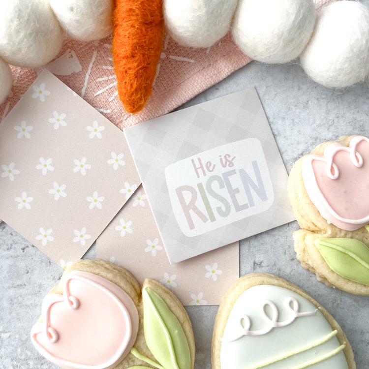 he is risen square tags - pack of 24
