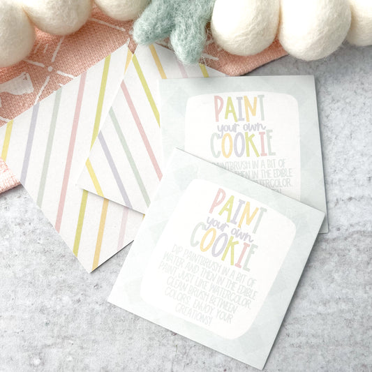 spring paint your own cookie instructions square tags - pack of 24
