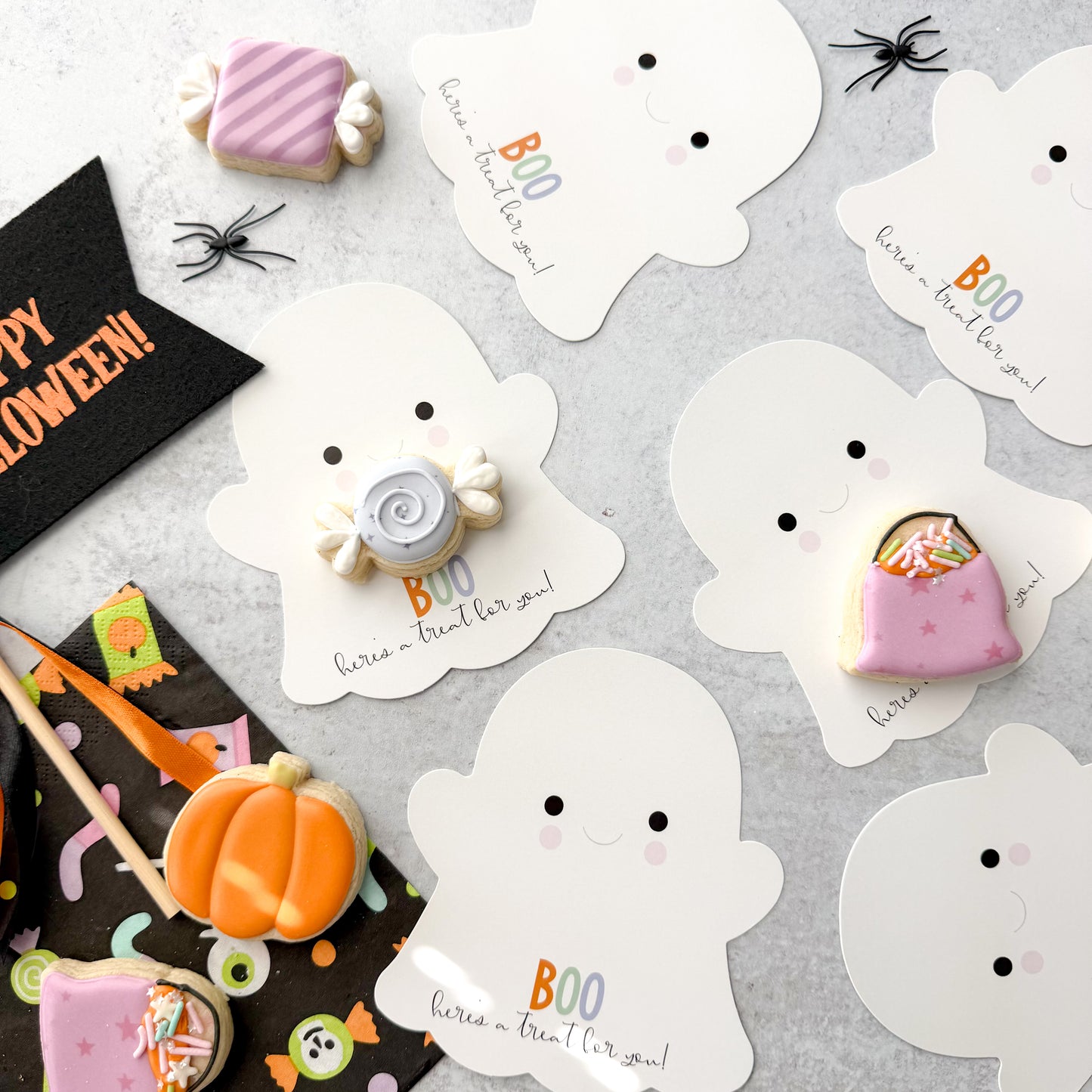 2026 boo ghost die cut  4.5 x 5"  cookie cards - pack of 24