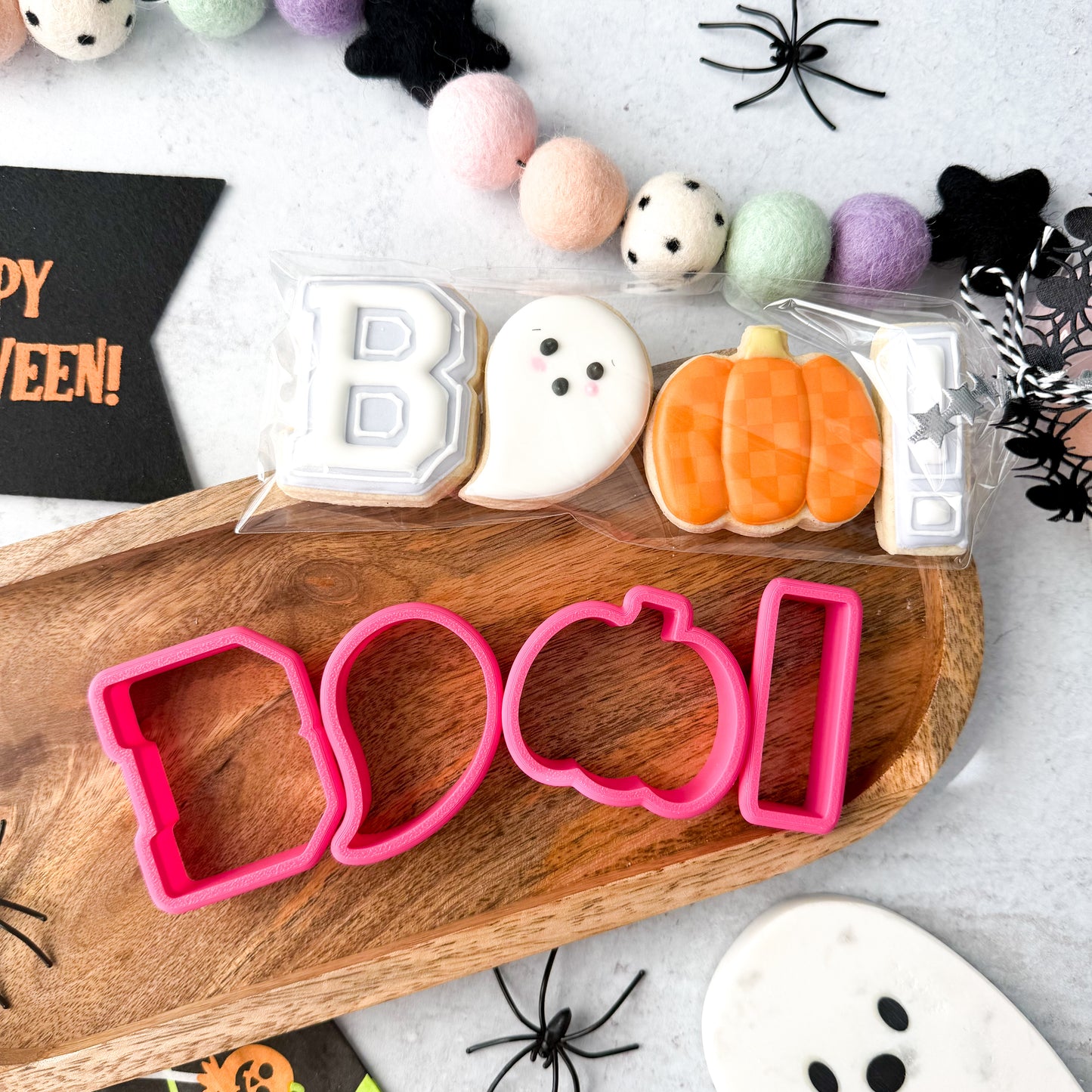 varsity boo set - mini cookie cutter set of 4