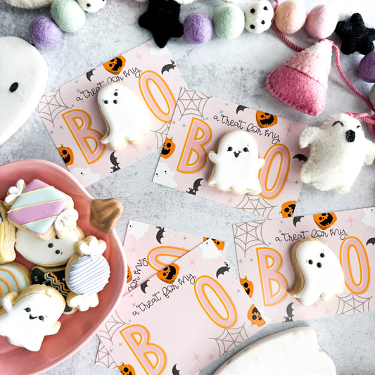 2025 pink a treat for my boo 5x3.5"  cookie cards - pack of 24