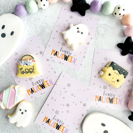 2025 purple happy halloween 3.5 x 5"  cookie cards - pack of 24