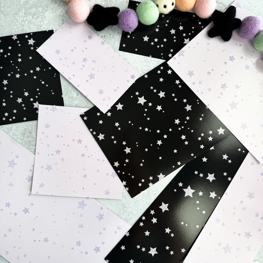 black and lavender stars double sided box backers  - pack of 24