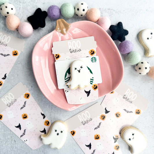 boo brew die cut coffee cup 3.5 x 5"  cookie cards - pack of 24