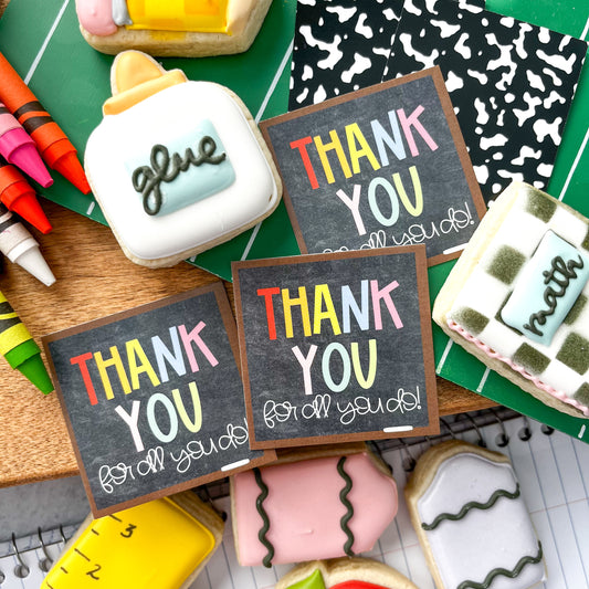 thank you for all you do square tags - pack of 24