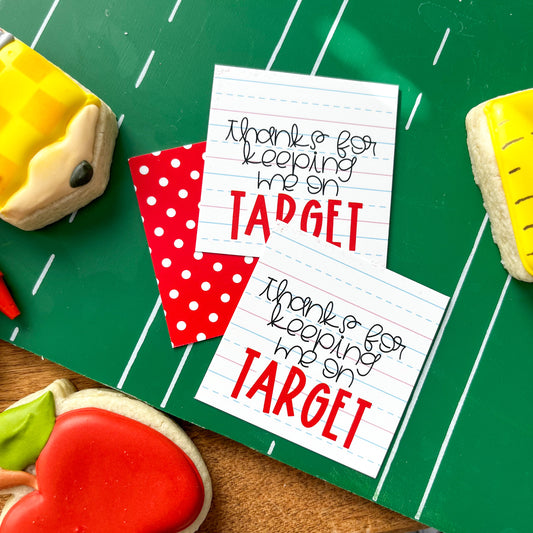 thanks for keeping me on target square tags - pack of 24