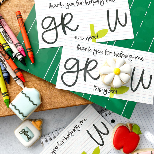 thank you for helping me grow this year 6.5x3.5" cookie cards - pack of 24