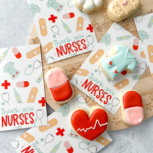 thank you nurses 3.5x5" cookie cards - pack of 24