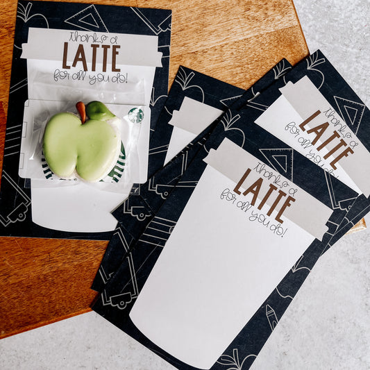 thanks a latte for all you do 4.25x6.5" gift card & cookie cards - pack of 24