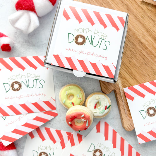 2025 north pole donuts stickers 3.5x3.5 - pack of 24