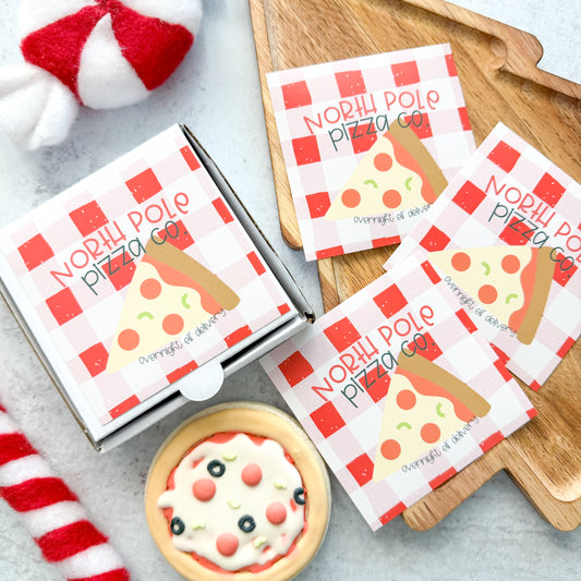 2025 north pole pizza stickers 3.5x3.5 - pack of 24