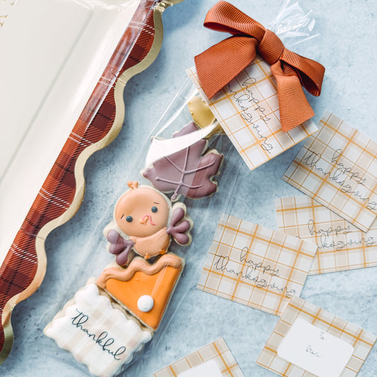 plaid happy thanksgiving 2.5x2" tags - pack of 24