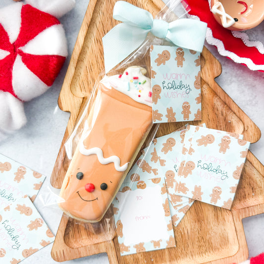 blue warm holiday wishes 2.5x2" tags - pack of 24