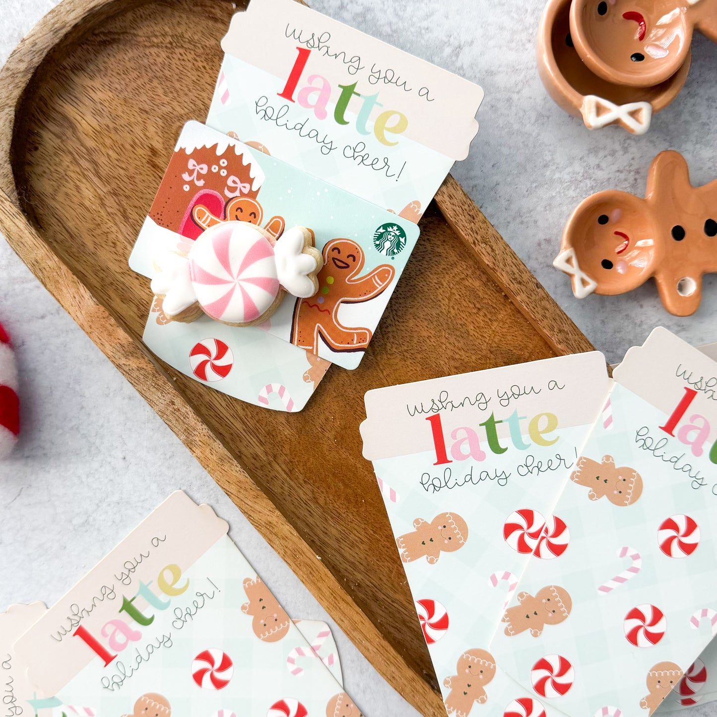wishing you a latte holiday cheer die cut coffee cup 3.5 x 5"  cookie cards - pack of 24