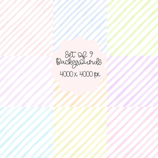 pastel wavy stripes set of 9 backgrounds for edible printers - digital download