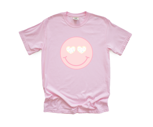 cookie smile t-shirt - blossom pink comfort colors