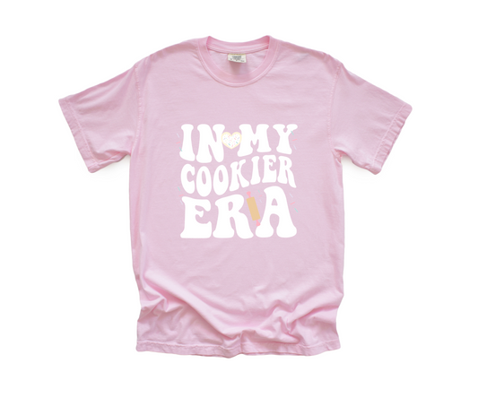 "in my cookier era" t-shirt - blossom pink comfort colors
