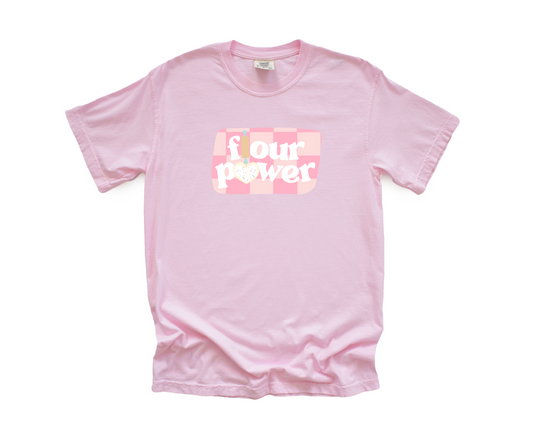 flour power t-shirt - blossom pink comfort colors